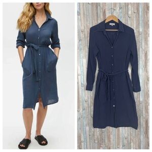 Michael Stars M Double Gauze Cleo Button Front Shirt Dress Belted Jacket $198